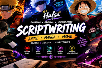 write viral anime recap script and manga recap for youtube