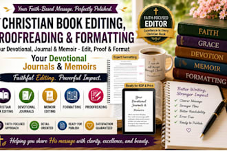 christian book editing proofreading formatting devotional journal memoir editor