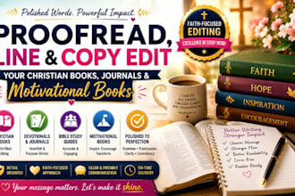 proofread, line and copy edit your christian books, journals, motivational books