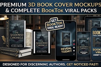 create 3d book cover mockups and booktok social media promo assets design