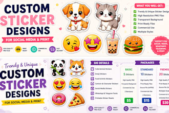 create trendy sticker designs for social media and print