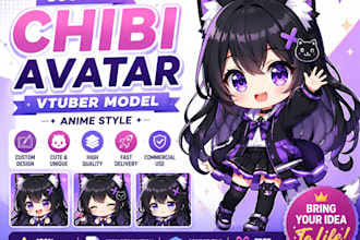 create a professional vtuber model and chibi avatar design