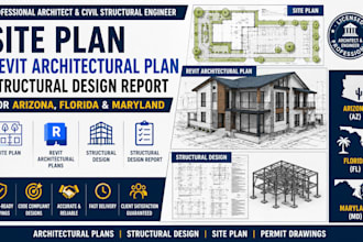 do site plan revite architectural plan structural design report in arizona fl md