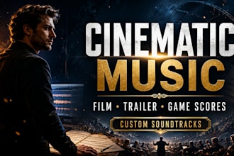 compose cinematic music, film score and epic hybrid orchestral soundtrack