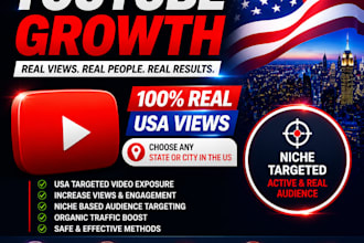 do USA youtube promotion, USA channel promotion, to USA active audience