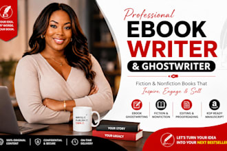 be your expert ebook ghostwriter, ghost book writer, kindle ebook writer fiction