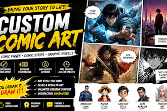 create custom comic illustrations comic strips comic book page pinups and poster