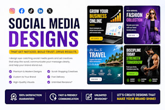 design instagram posts, social media posts tiktok and facebook ads creatives