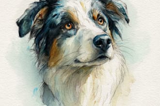 do watercolor pet portrait