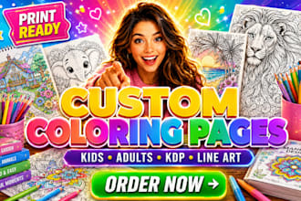 design custom coloring pages, kdp coloring book and kids activity books
