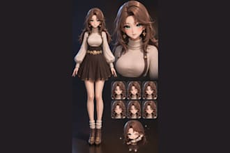 create 3d character models for vtuber, anime, 3d rigging, vroid or vrchat