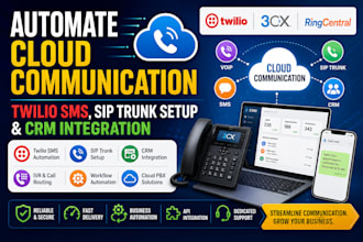 automate cloud communications, twilio sms, sip trunk setup, and crm integration