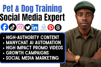 be your pet care and dog training social media manager for business growth