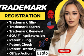 do trademark search, filing, renewal, office action sou, patent filing, drafting
