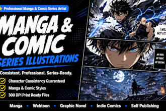 illustrate professional manga and comic book pages for your series