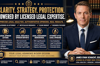 write an expert legal analysis and opinion report for your business