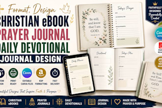 format, design christian ebook, prayer journal, daily devotional, journal design