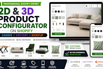 do 2d 3d table sofa chair bed cushion on shopify zakeke vectary and kickflip