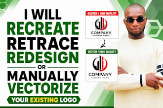 recreate, retrace, redesign or manually vectorize your existing logo