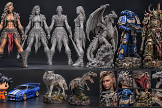 sculpt 3d character, toy, action figure, statue, head, miniature for 3d printing