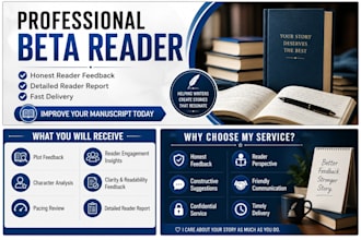 beta read your novel, ebook, or manuscript