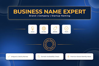 create a unique business name, brand name, company name with domain research