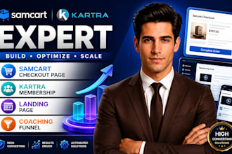 design samcart checkout page, kartra membership, landing page, coaching  funnel