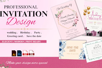 design printable wedding invitation, birthday invitation, greeting cards