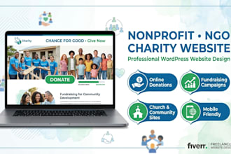 design ngo non profit website, charity donation website church community website