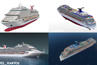 design realistic 3d ship, yacht, boat, warship, submarine an marine vessel model