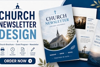 design church newsletter church bulletin church brochure and event program