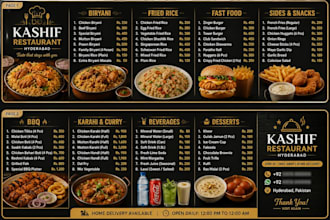 design a modern restaurent card and food flyer