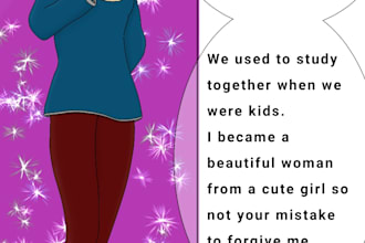 make 2d characters, backgrounds and coloring comic panel
