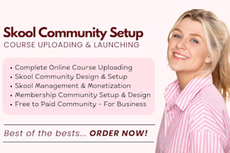 setup online skool community, skool course creation, skool community management