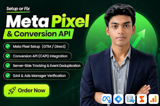 setup meta pixel, conversion API, GTM, stape, ga4  for shopify and wordpress