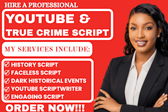 be your youtube documentary true crime police case crime story script writer
