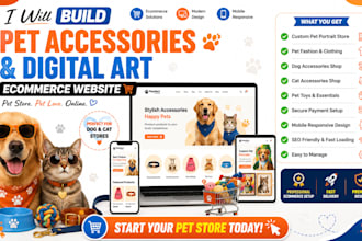 build dog cat pet accessories digital art ecommerce website pet fashion store