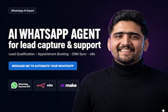 build a whatsapp ai agent with CRM integrations using n8n, zapier or make com