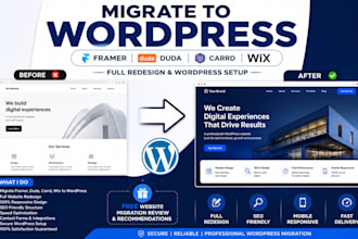 migrate framer duda carrd wix website to wordpress with full redesign and setup