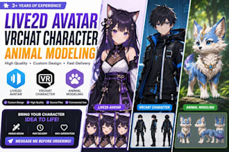 model vrchat, vtuber, live2d avatar and animal modeling, ai character art