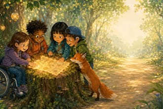 illustrate diverse and inclusive children book with authentic characters