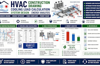 hvac construction drawing cooling load calculation system design energy analysis