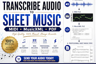 transcribe audio to sheet music, midi, musicxml or PDF