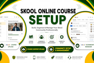 setup lms skool online course content, course upload, skool community manager