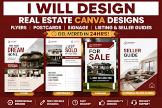 design real estate canva flyers postcards signage listing and seller guides
