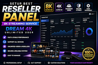 setup best reseller panel, 8k streaming service, dream 4k, unlimited user
