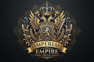 design a powerful empire logo with luxury, prestige, and royal branding