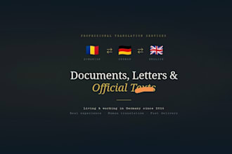 translate romanian, german and english documents and texts