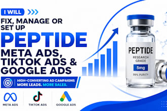 fix, manage, or set up peptide meta ads, tiktok ads, and google ads campaigns