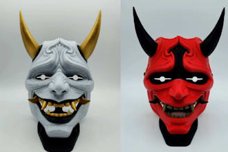create custom 3d cosplay props 3d masks, helmet, 3d weapons for 3d printing stl